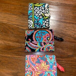 Vera Bradley Colorful Floral and Paisley Wallet Trio